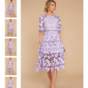 Red Dress Boutique Lavender Lace Midi Dress